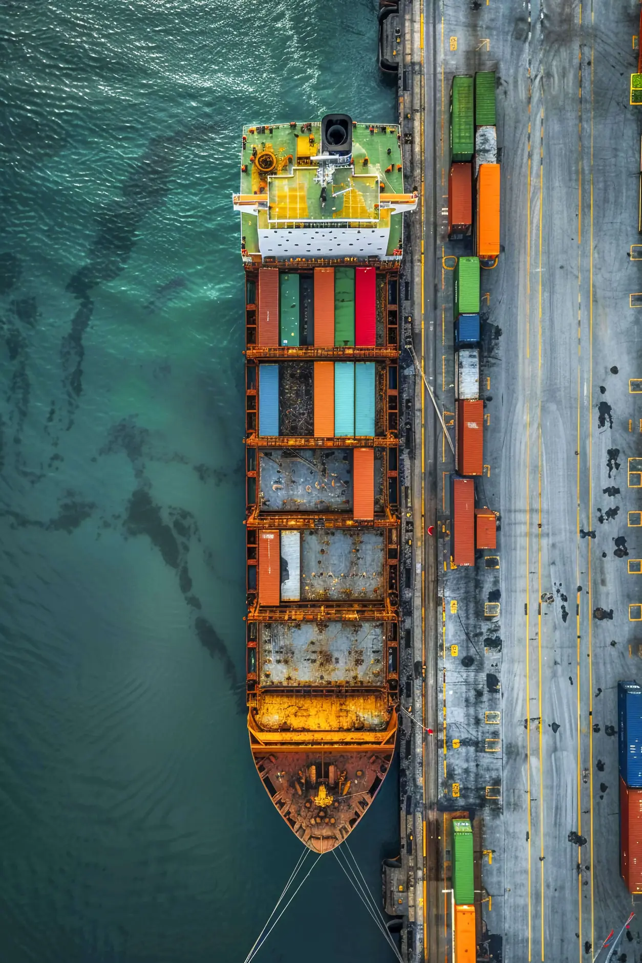 Barco en puerto de carga con mercadería de Landseair